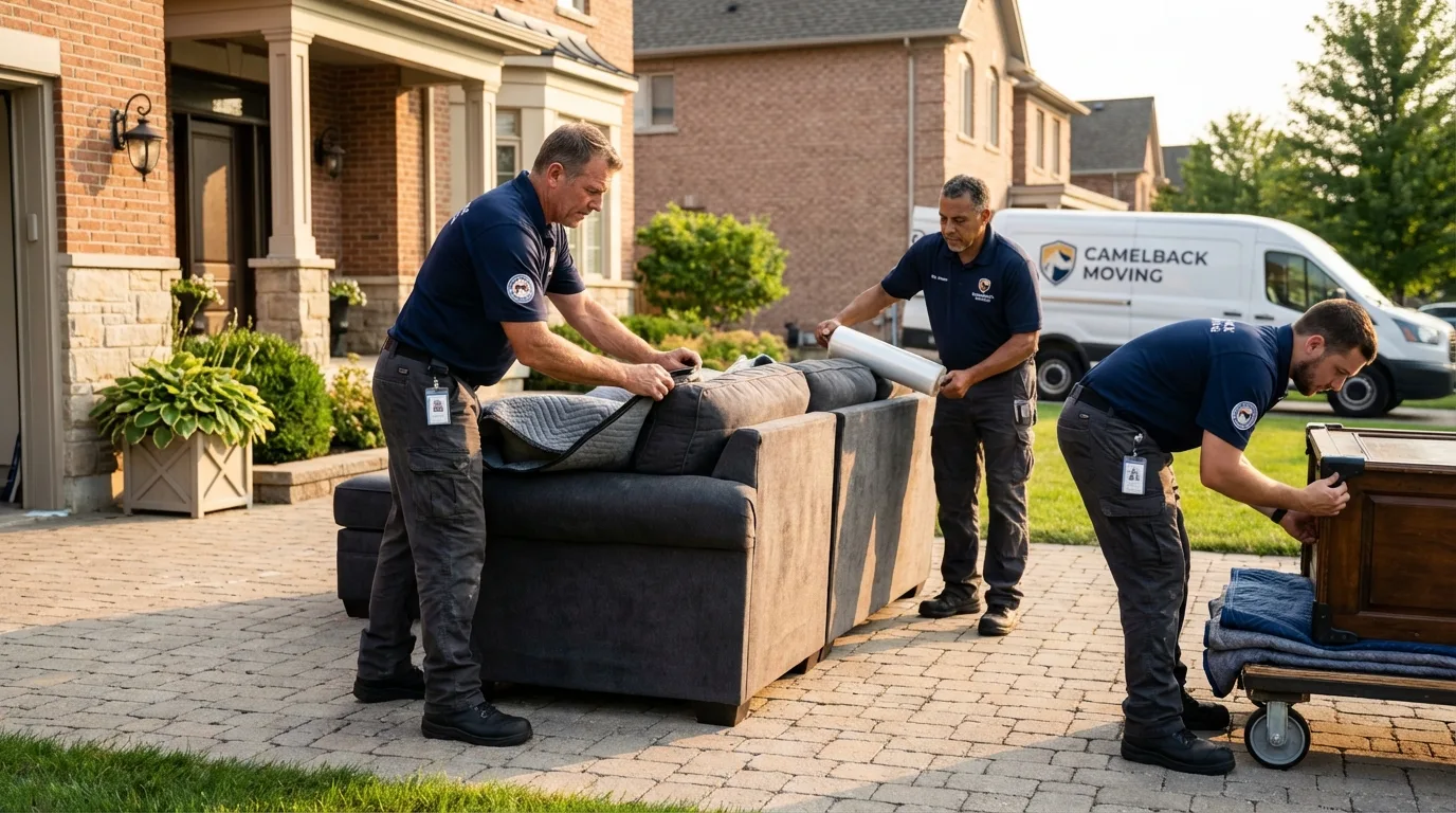 Large estate moving crew wrapping furniture in Dover, PA